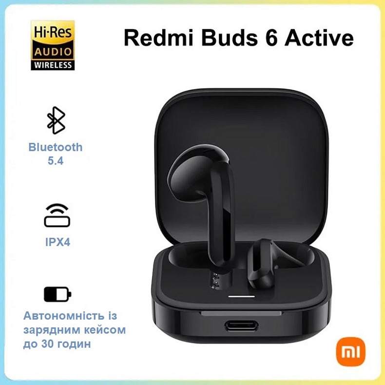 Навушники Xiaomi Redmi Buds 6 Active Black (BHR8396GL)_EU