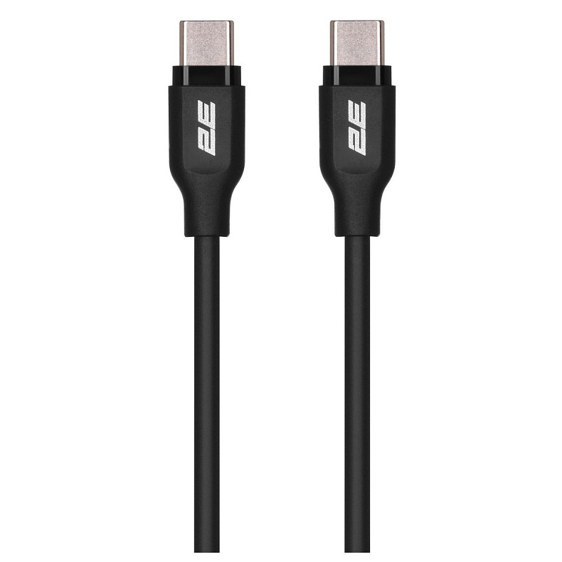 Кабель 2E USB-C > USB-C, 1м, 60Вт, Glow, чорний