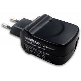 Универсальное сетевое зарядное устройство для miniBatt EU USB PLUG 5V 2 USB (MB-ADP 2 USB)