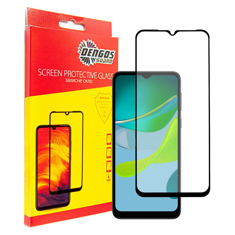 Захисне скло Dengos для Motorola Moto E13/E20 Black Full Glue (TGFG-282)