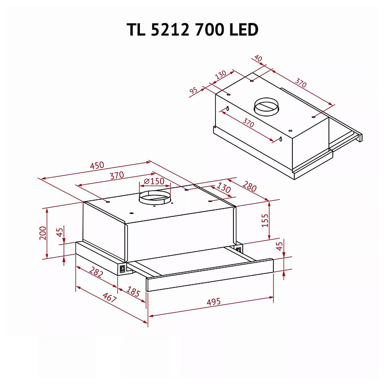 Витяжка Perfelli TL 5212 I 700 LED
