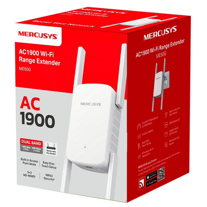 Повторювач Wi-Fi сигналу MERCUSYS ME50G AC1900 1хGE LAN ext. ant x4