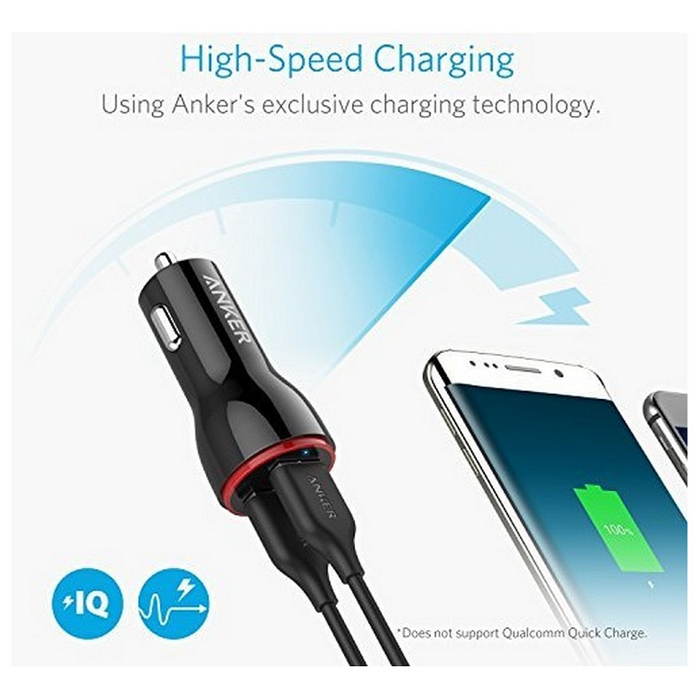 Автомобильное зарядное устройство ANKER PowerDrive 2 24W 2xUSB V3 (Черный)