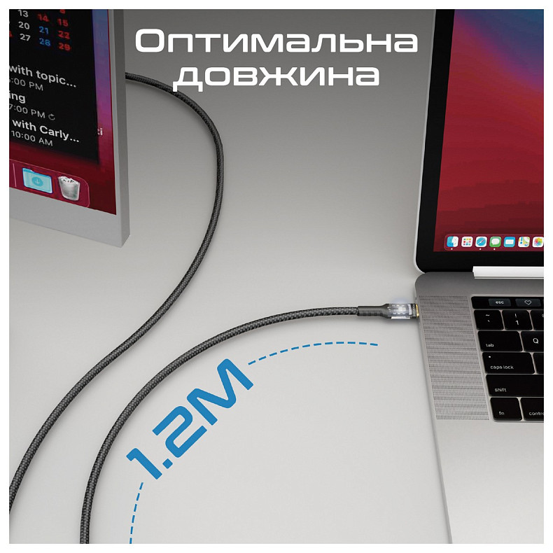 Кабель Promate USB Type-C - USB Type-C (M/M), 5 A, 100 W, 1.2 м, Lucidline-CC120 Black (lucidline-cc