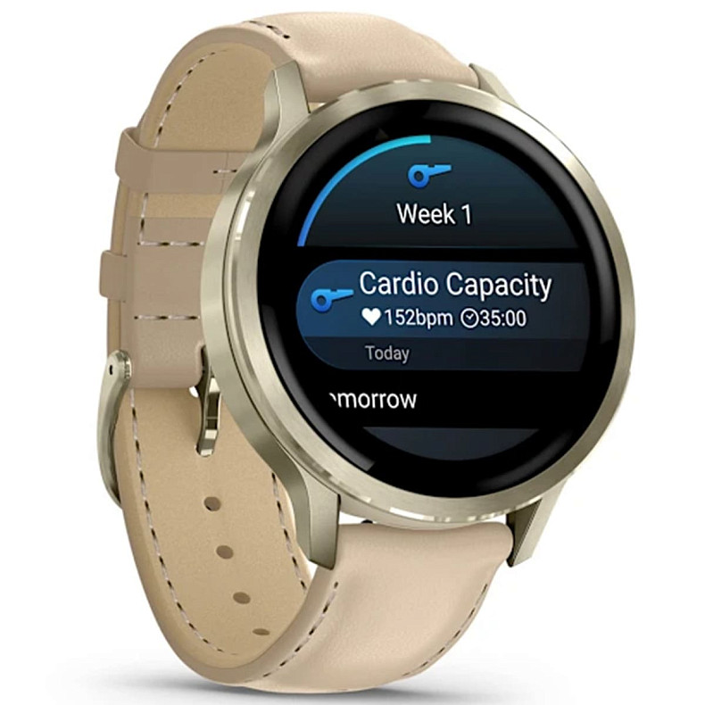 Смарт-годинник GARMIN Venu 4 41 mm Lunar Gold with Bone Silicone Band and Light Sand Leather Band (010-03013-03)
