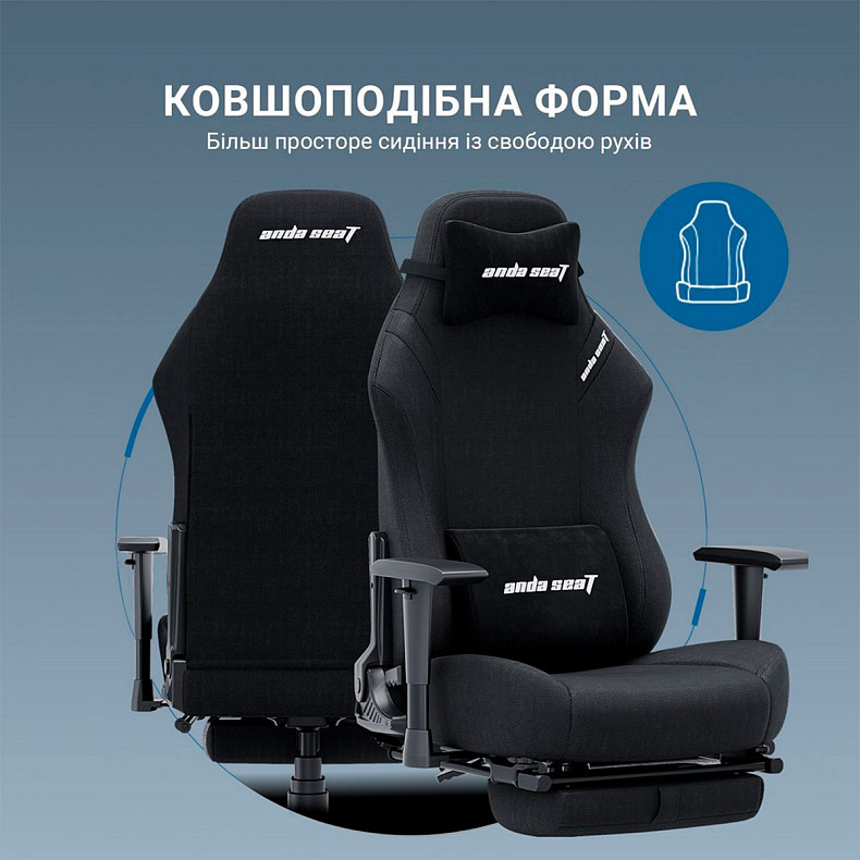 Крісло для геймерів Anda Seat Luna Pro Black Fabric Size L (AD18T-44-B-F)