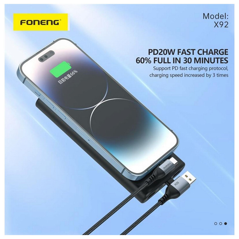 Кабель Foneng X92 4-in-1 (60W) USB/USB-C - USB-C/Lightning 1м Black (X92-CA-FIO)