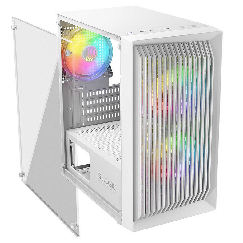 Корпус LogicConcept ATOS MESH+GLASS ARGB fans 3x120mm WHITE без БП mATX