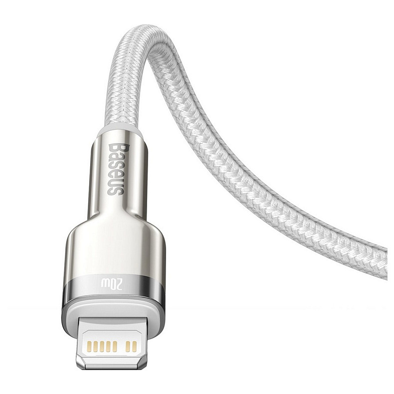 Кабель Baseus Cafule Metal USB-C-Lightning, 1м White (6953156202078)