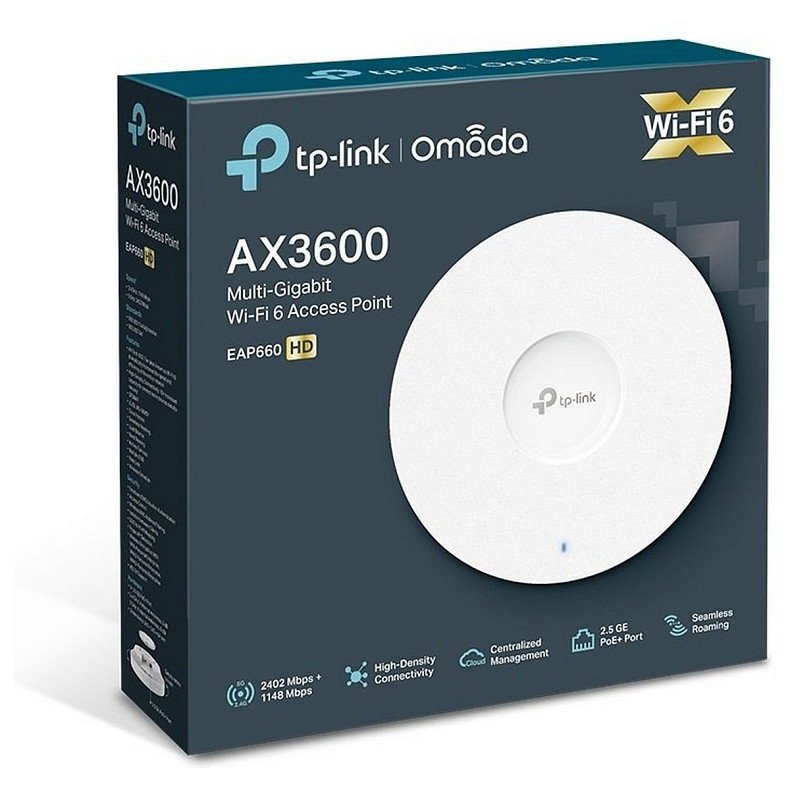 Точка доступу TP-LINK EAP660 HD AX3600 1x2.5GE LAN PoE MU-MIMO