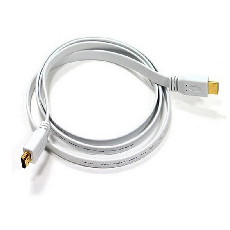 Кабель HDMI M - M, 5.0 м, V1.4, 4K 30Hz, плаский, білий