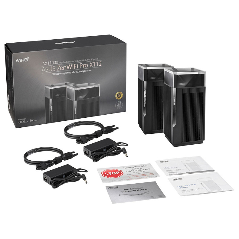 Система WiFi-Mesh ASUS ZenWiFi Pro XT12 2xGE LAN, 1x2.5GE LAN, 1x2.5GE WAN, 1xUSB 3.1, 1xUSB 2.0