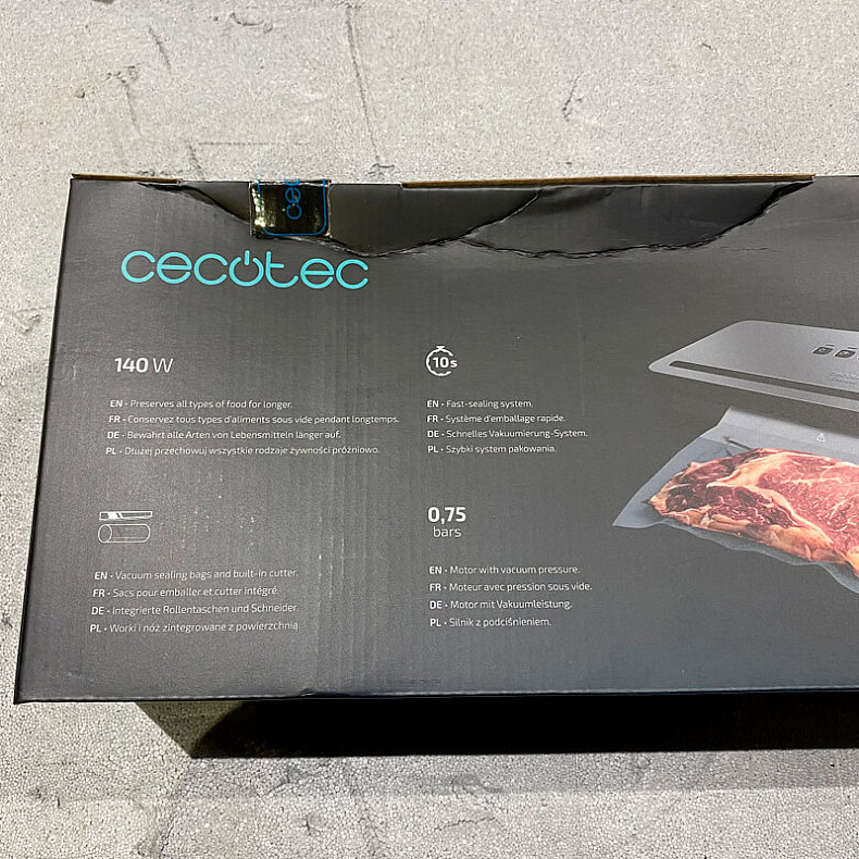 Вакуумний пакувальник CECOTEC SealVac 140 SteelCut - Пошкоджена упаковка