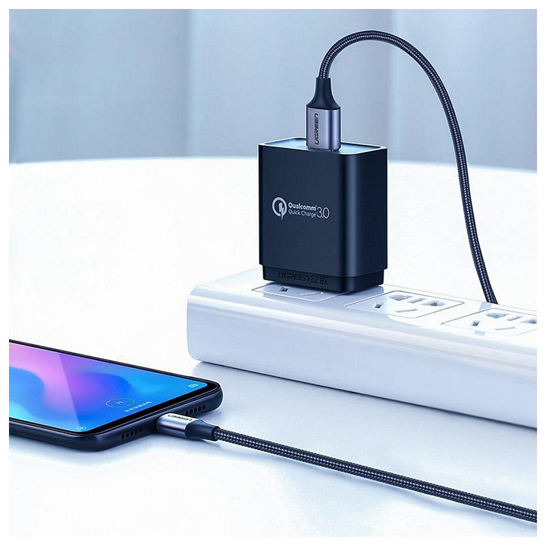 Кабель Ugreen US288 USB-USB-C, 1м, Black (60126)