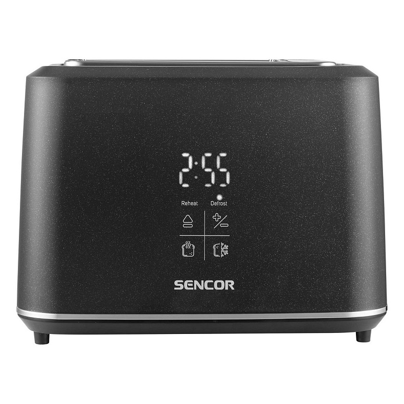 Тостер Sencor 1080Вт, підігрів, розморожування, сенс. керування, LED, пластик, чорний