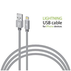 Кабель Intaleo CBGNYL1 USB-Lightning 1м Grey (1283126477652)