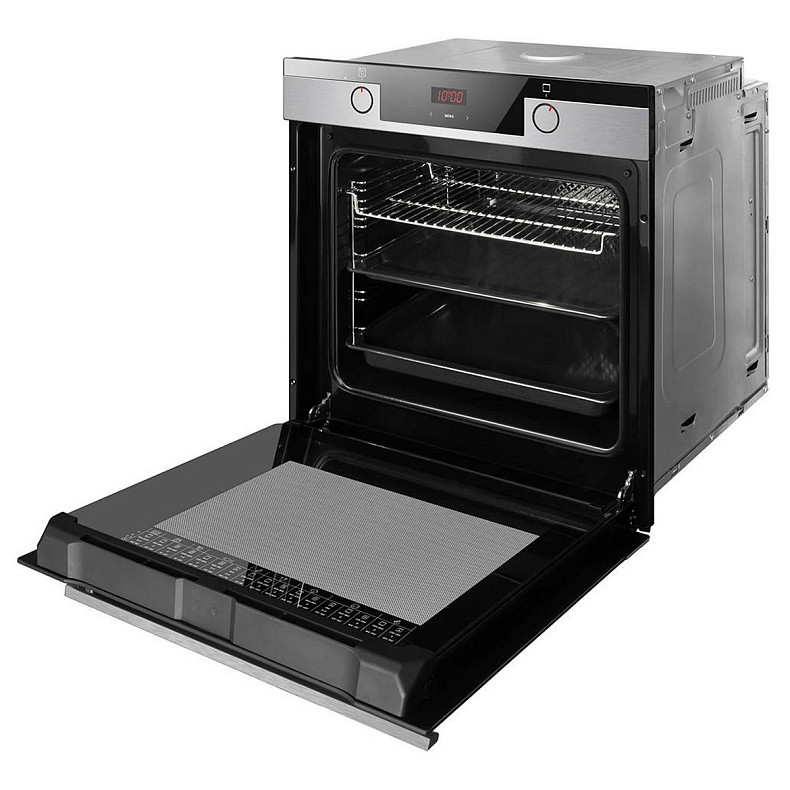 Духовка электр. Hansa, 60см, 77л, A, гриль, емаль легкого очищення, диспл., нержавіюча сталь