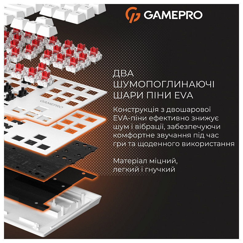 Клавиатура GamePro Genesis Joker MK124W Outemu Red Swithes USB White