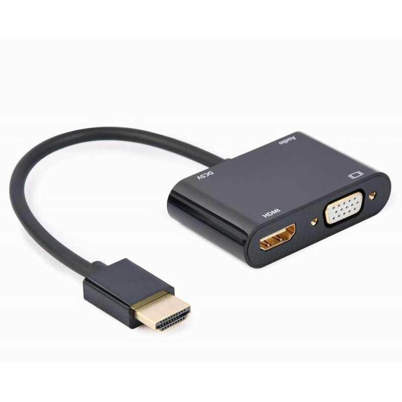 Адаптер-перехідник HDMI на HDMI/VGA+Аудио 3,5