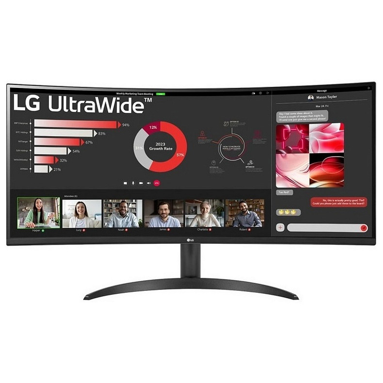 Монітор LG 34" 34WR50QC-B 2xHDMI, DP, Audio, VA, 3440x1440, 100Hz, sRGB 99%, CURVED, FreeSync, HDR10