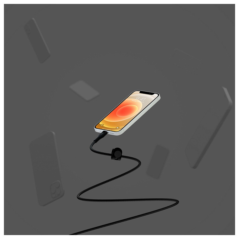 Кабель Belkin USB-A - Lightning плетений, силіконовий, з ремінцем на магніті, 1м, Black