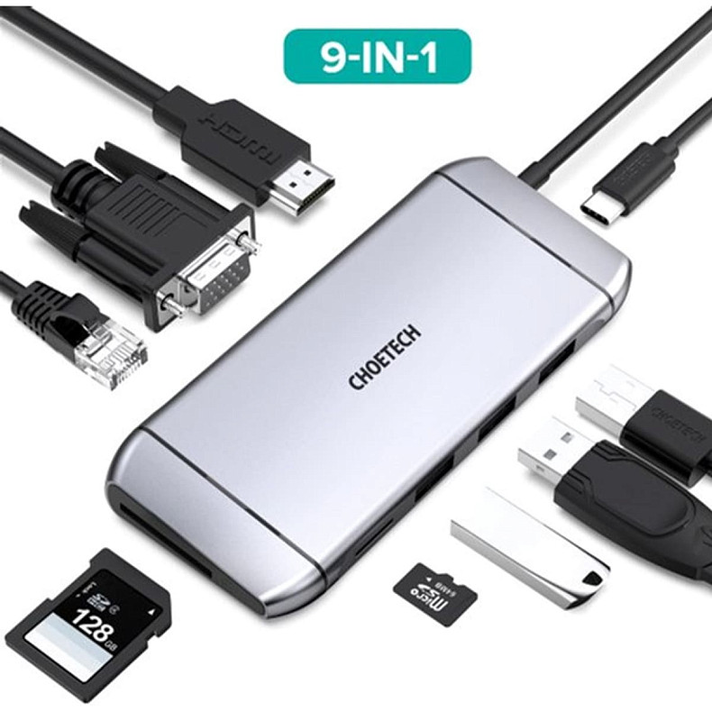 Док станція Choetech HUB-M15-GY