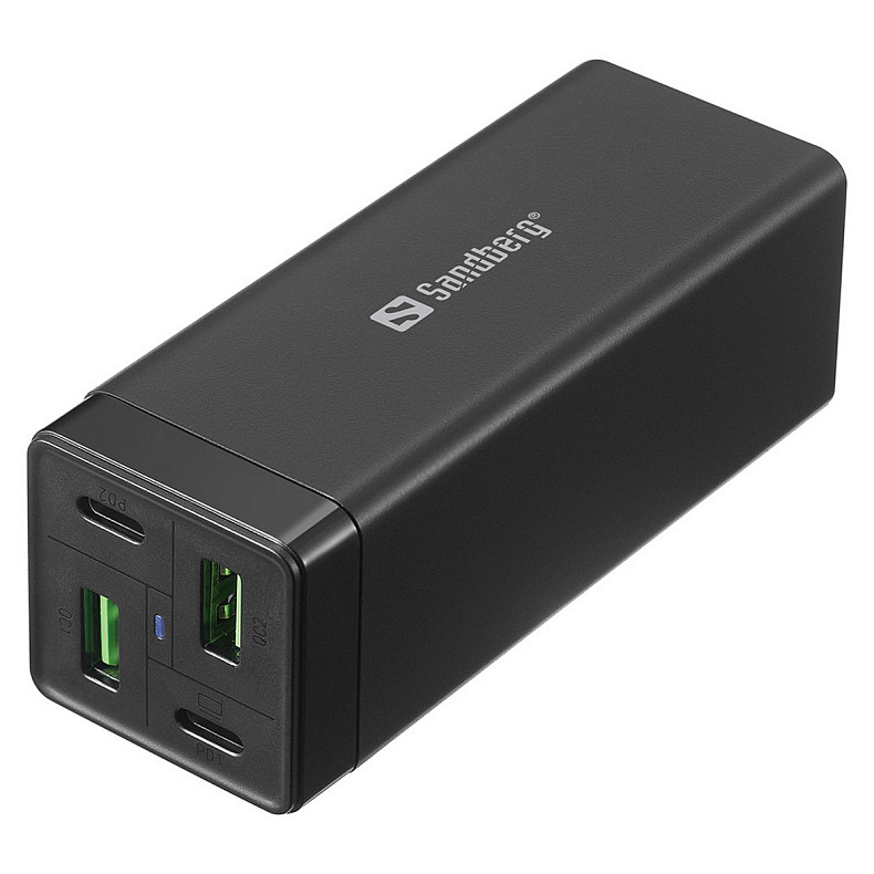 Зарядное устройство 4xUSB 65W GaN (2xUSB-C+2xUSB-A) черный Sandberg