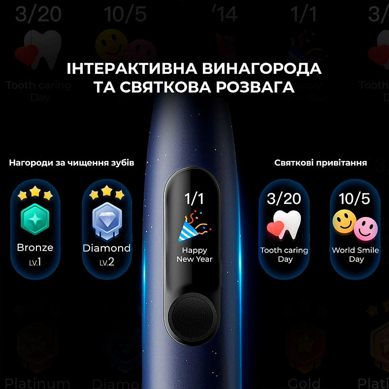 Електрична зубна щітка Oclean X Plus Pro Digital Blue