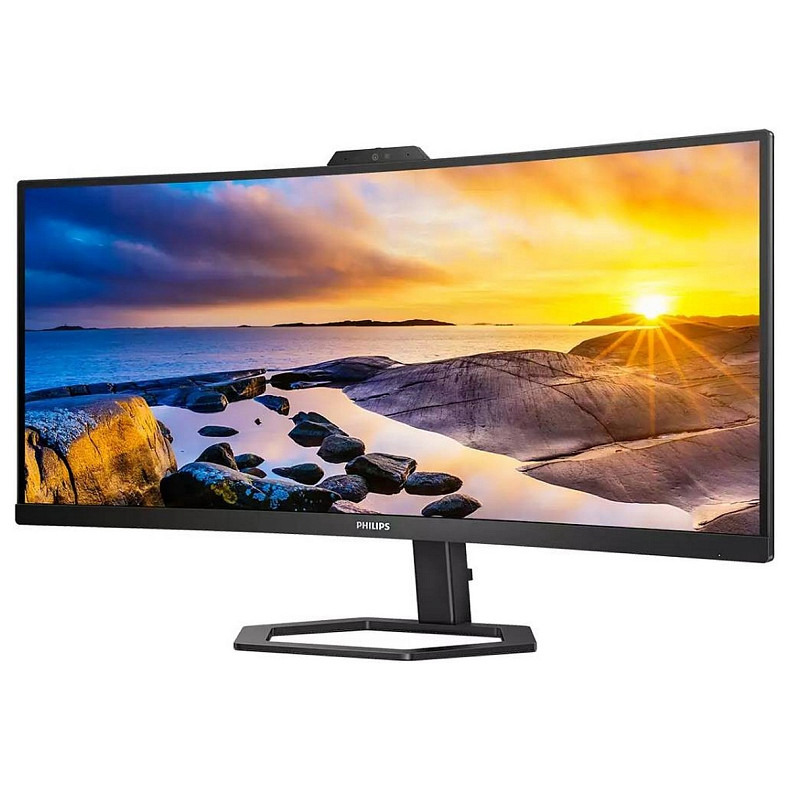 TFT 34" Philips 34E1C5600HE, WQHD, VA, sRGB 123,24%, 100Гц, 1мс, HDMI, DP, USB-C, webcam, HAS, цв.