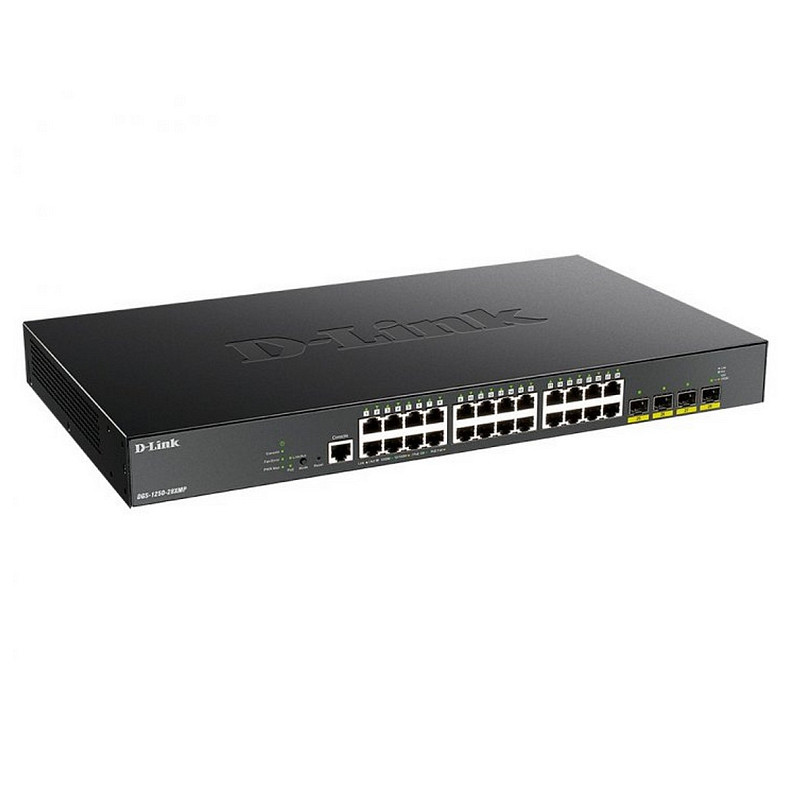 Комутатор D-Link DGS-1250-28XMP 24xGE PoE, 4xSFP+, 370W, WebSmart