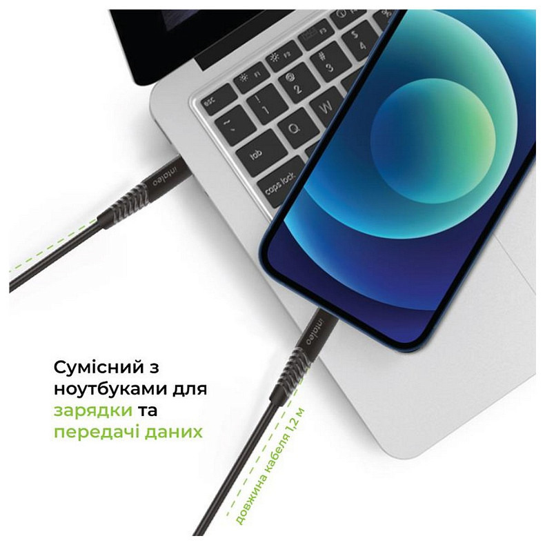 Кабель Intaleo CBFLEXTL1 USB-C-Lightning 1.2м Black (1283126542459)
