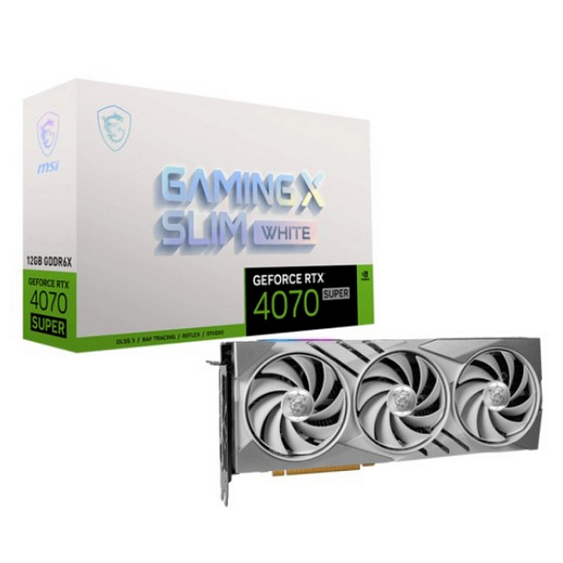 Відеокарта GF RTX 4070 Super 12GB GDDR6X Gaming X Slim White MSI (GeForce RTX 4070 SUPER 12G GAMING