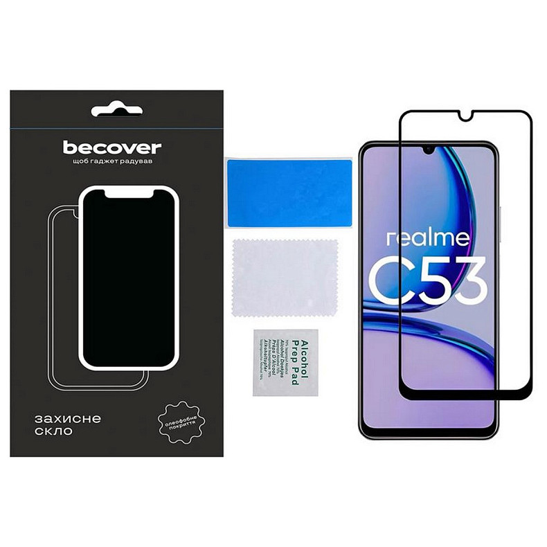 Защитное стекло BeCover для Realme C53 Black (710105)