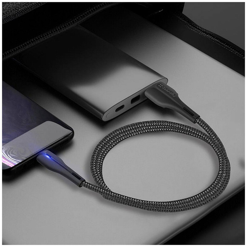 Кабель ColorWay USB-MicroUSB, 2.4А, 1м, PVC+Led, Black (CW-CBUM034-BK)