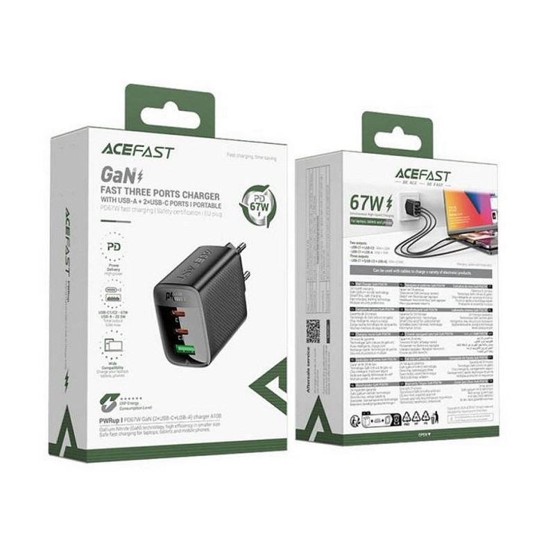 Зарядний пристрій Acefast 3xUSB 67W (2xUSB-C+USB-C) A108