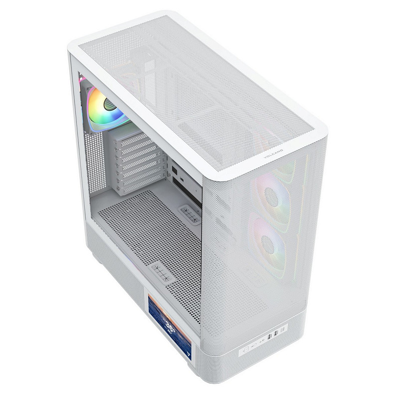 Корпус Modecom VOLCANO AQ400 ARGB MIDI SIDE LCD 6,2”, 4x120mm fans WHITE без БЖ ATX