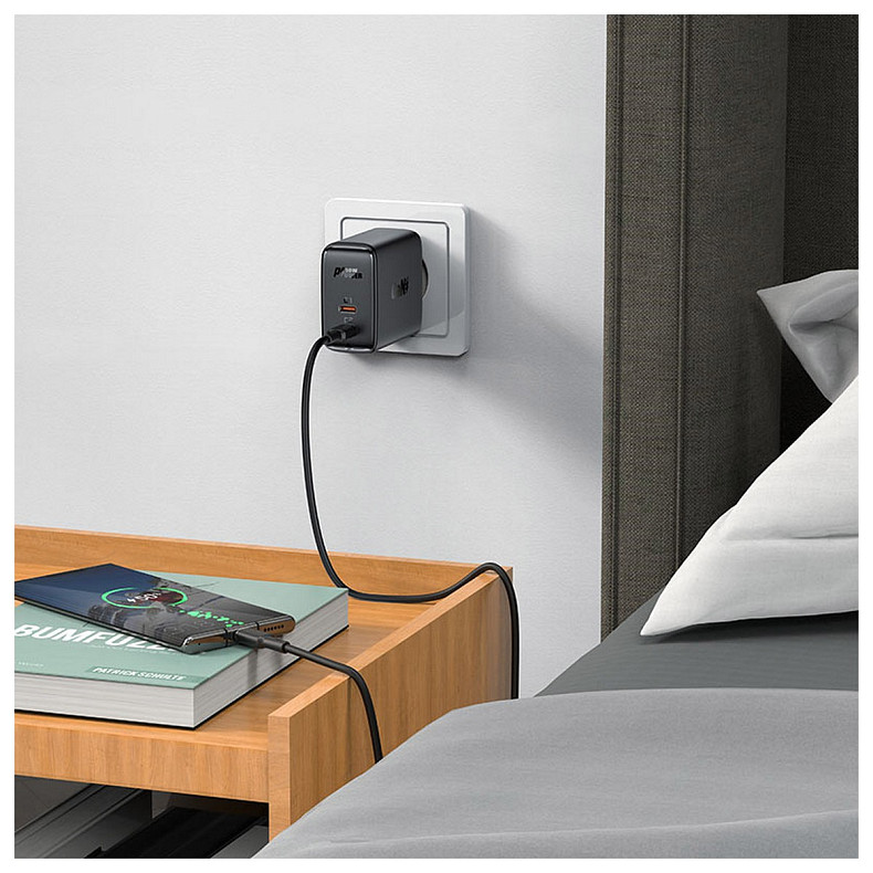 Зарядний пристрій 2xUSB 50W (USB-C+USB-C) Gan A29 Fast Charger Black Acefast