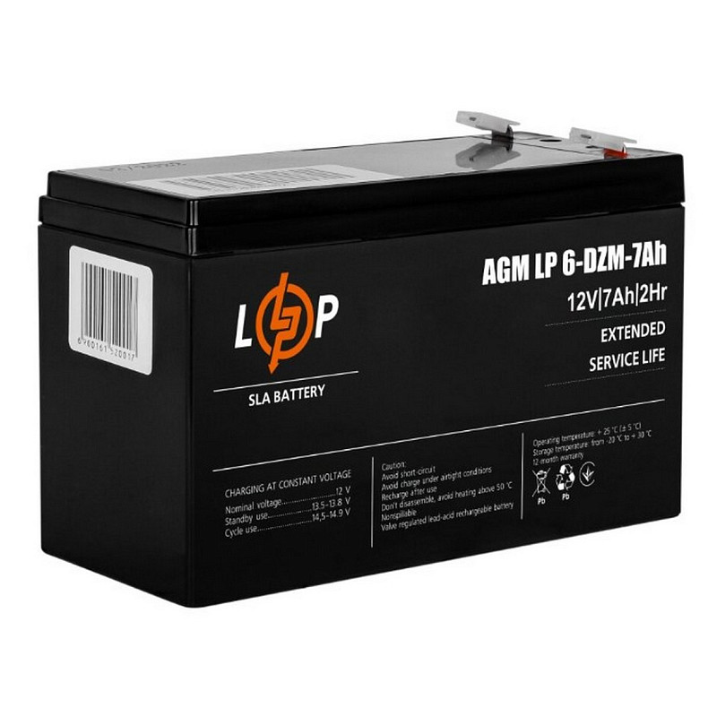 Акумуляторна батарея LogicPower 12V 7AH (LP 6-DZM-7 Ah) AGM