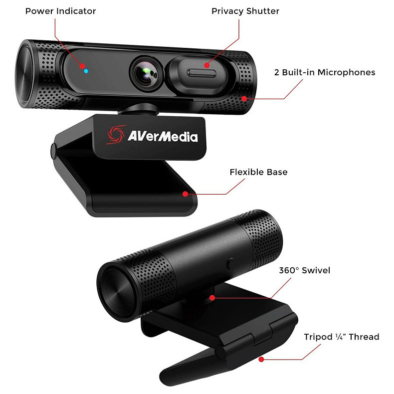 Веб-камера AVerMedia Live Streamer CAM PW315 Full HD Black (40AAPW315AVV)