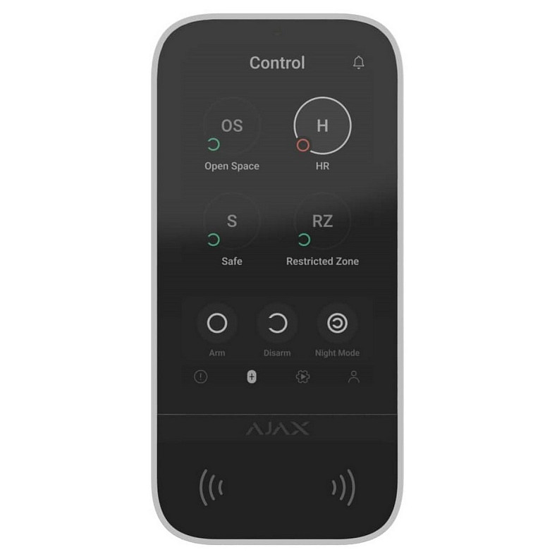 Клавіатура із сенсорним дисплеєм Ajax KeyPad TouchScreen бездротова біла (000034514)