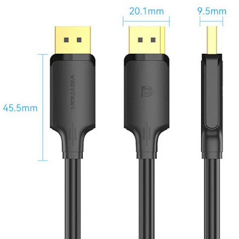 Кабель DisplayPort M-M 1.5м, V1.2, 4K 60 Гц 3D Dolby 7.1 Vention