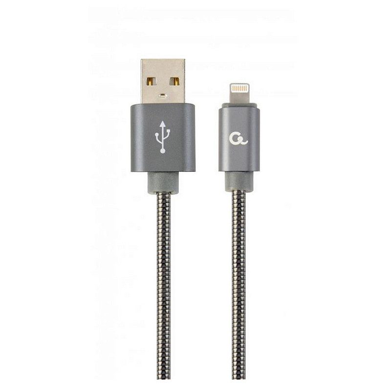 Кабель Cablexpert (CC-USB2S-AMLM-2M-BG) USB 2.0 A - Lightning, преміум, 2м, сірий