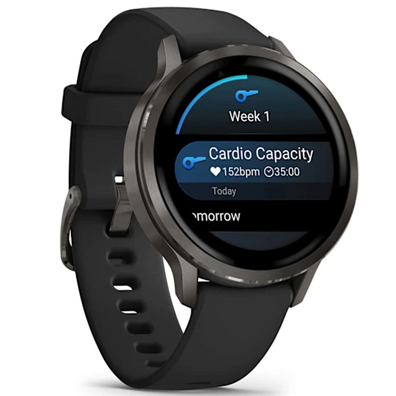 Смарт-годинник GARMIN Venu 4 41 mm Slate with Black Silicone Band (010-03013-02)