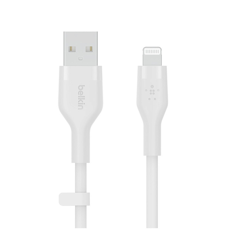 Кабель Belkin USB-A > Lightning, 1м, силиконовый, с клипсой, белый