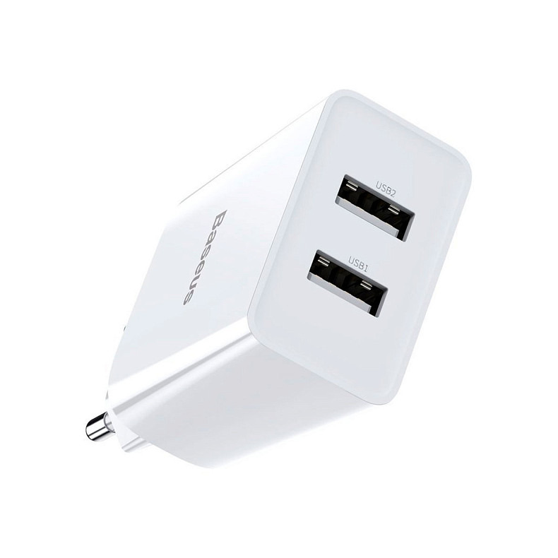 Мережевий зарядний пристрій Baseus Speed Mini Dual U Charger 10.5W White (CCFS-R02)