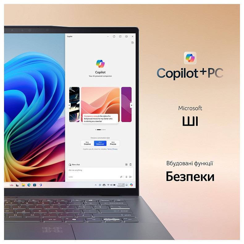 Ноутбук Acer Swift 14 AI SF14-11 14.5" WQXGA IPS, Quallcomm X1P-64-100, 16GB, F1TB, UMA, Win11, сіри