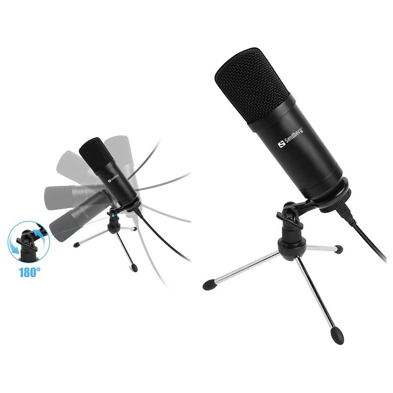 Ігровий стрім мікрофон Sandberg Desk Microphone USB, кабель 2,5м.