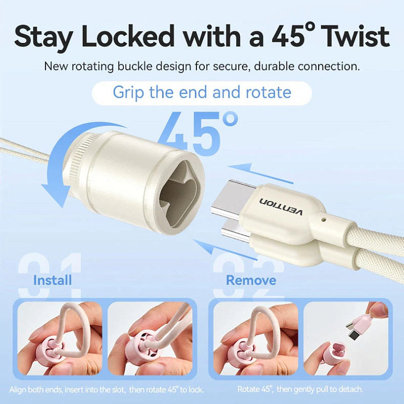 УМБ Vention 10000mAh 22,5W Fast Charging, USB-A, 2xUSB-C Beige