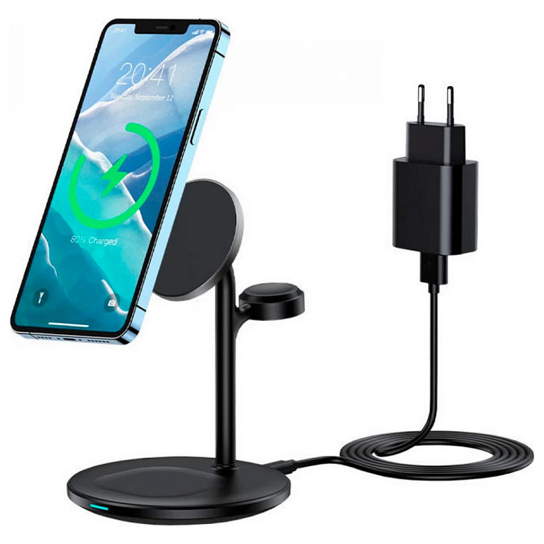 Зарядний пристрій 15W 3-in-1 Magnetic Wireless Fast Charger black Choetech