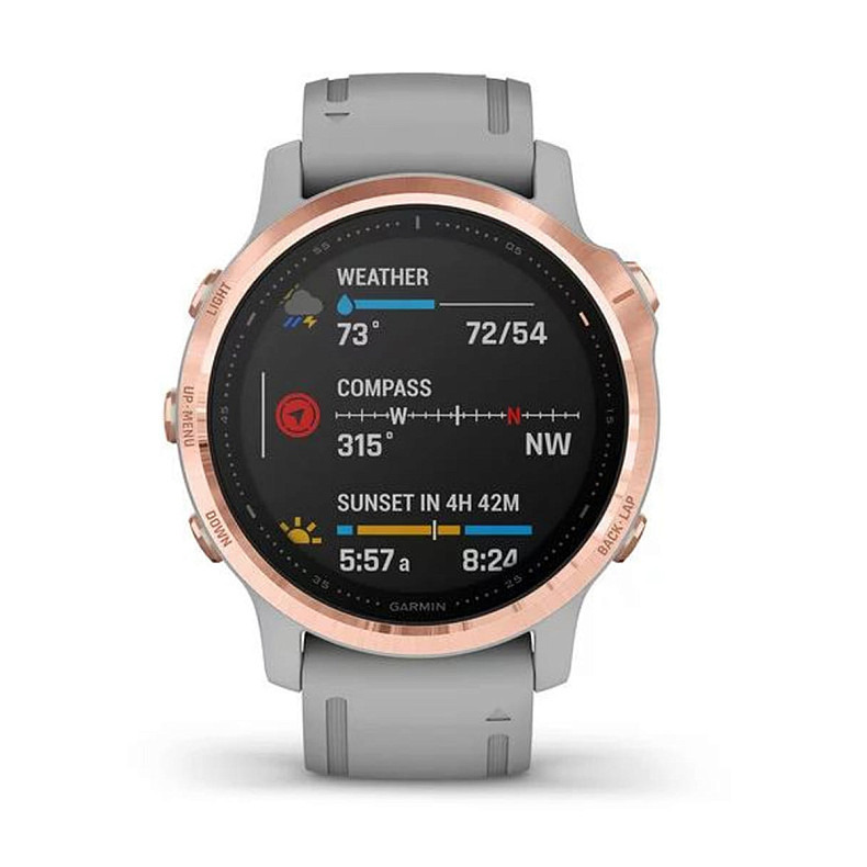 Мультиспортивные часы GARMIN Fenix 6S Sapphire  Rose Gold with Powder Grey Band